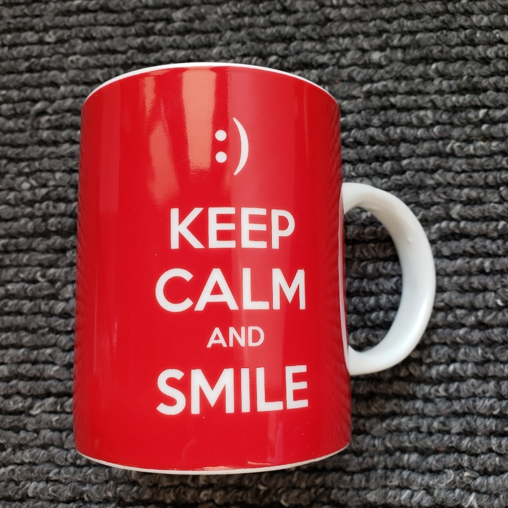 KEEP CALM and SMILE by Soho loft Mug with funny message Like New